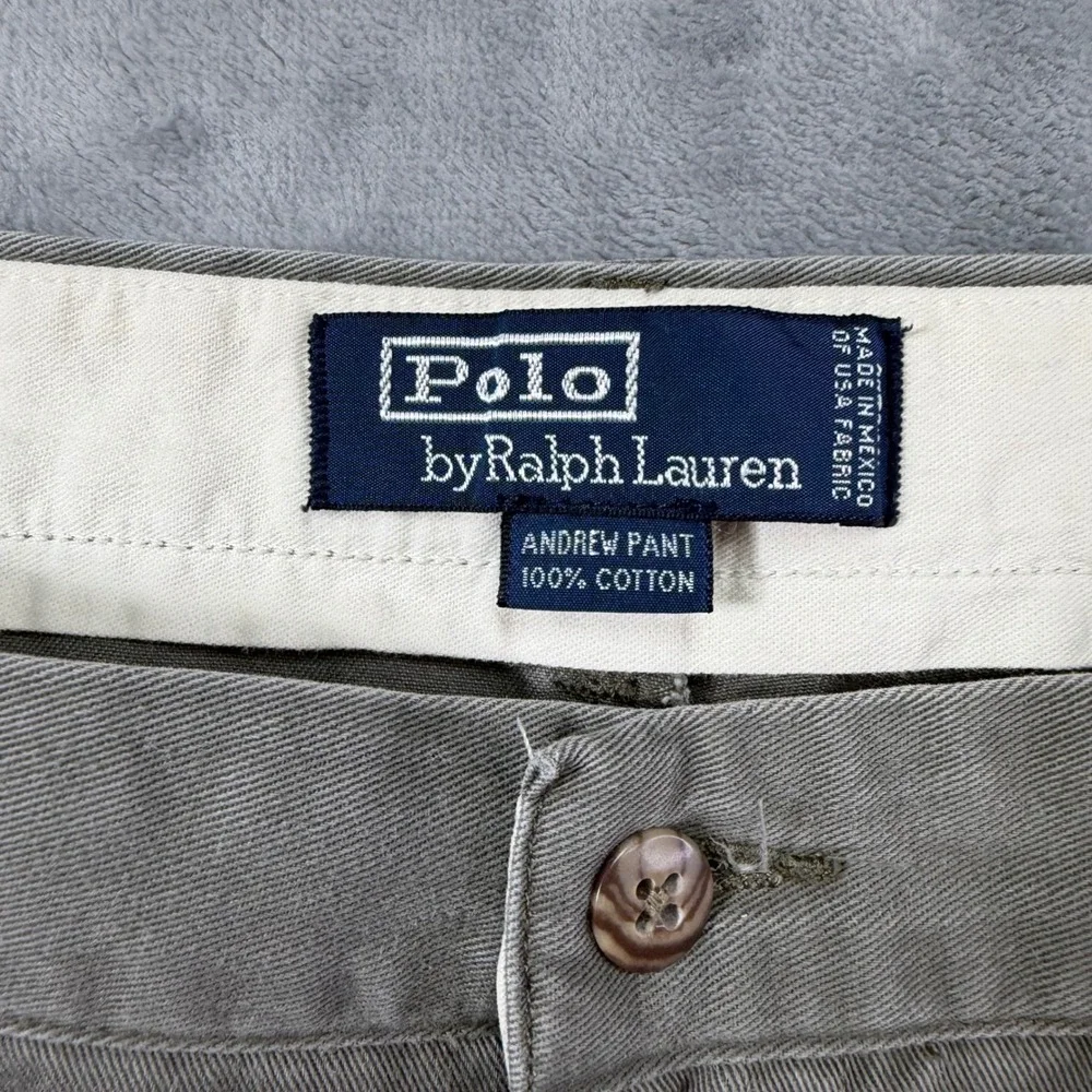 Polo Ralph Lauren Pleated Andrew Chino Pants Men's Size 40x32 Olive Gray